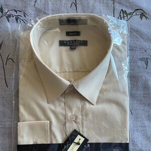 Marquis Wrinkle Resistant Slim Fit Men's Dress Shirt 17, 17 1/2; 34-35 NWT $25